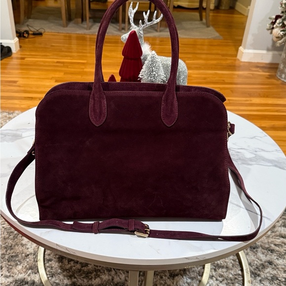 Elegant Burgundy Suede Handbag - Picture 3 of 14